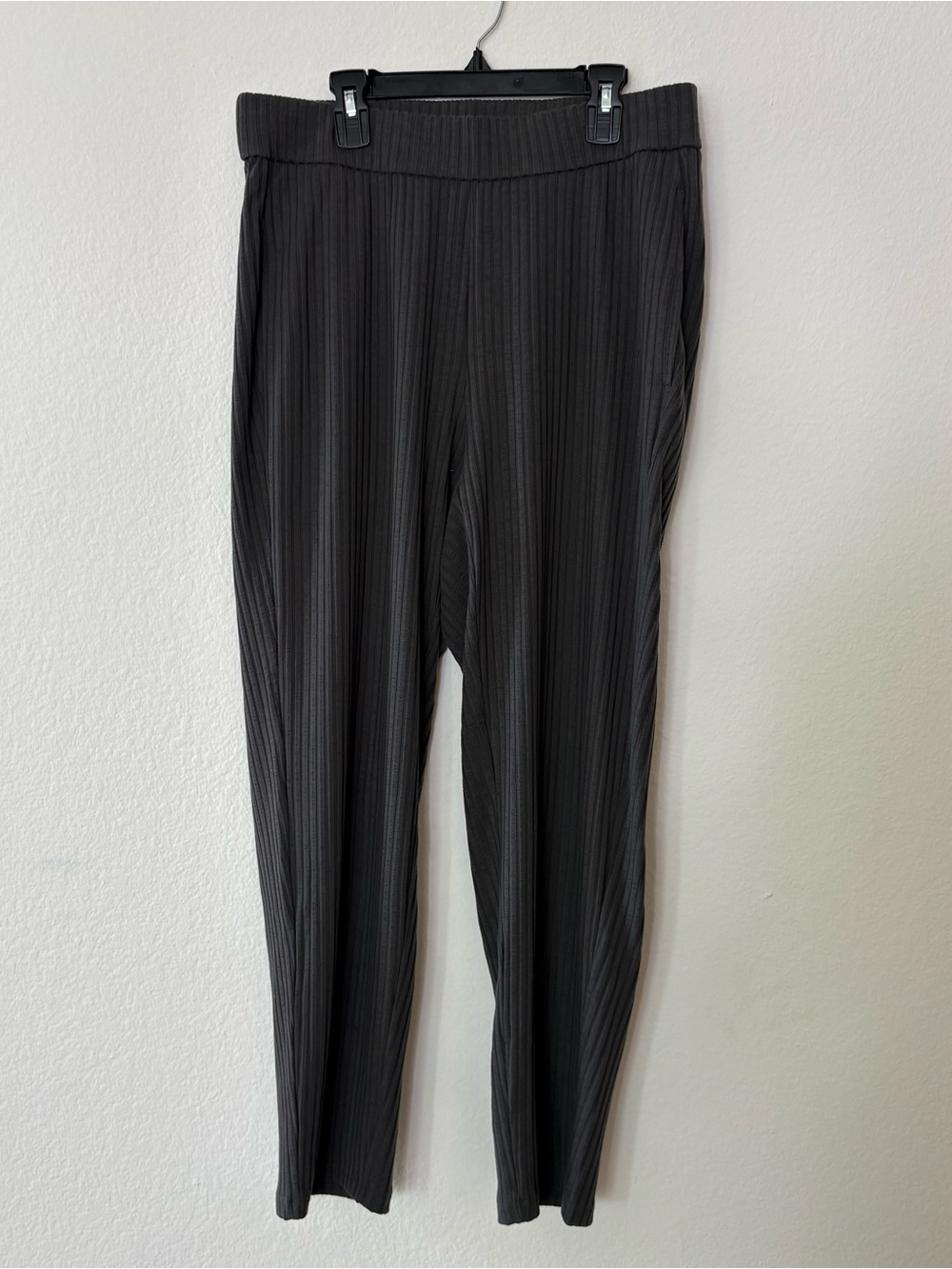 Eileen Fisher Ribbed Knit Ankle Pant Small Dark Gray